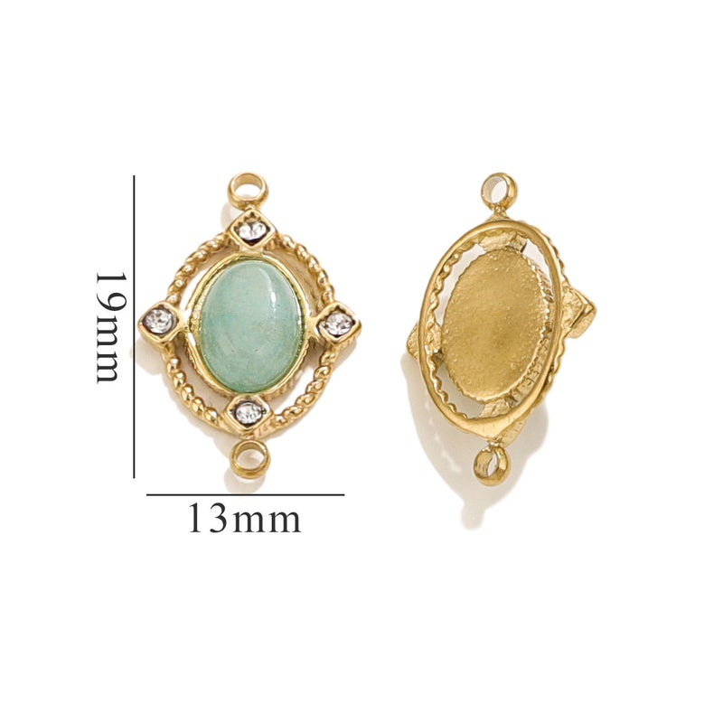 French Water Drop Natural Stone Titanium Steel Diy Pendant Women'S Geometric Double Hole Stainless Steel Jewelry Turquoise Earrings Pendant - Image 1
